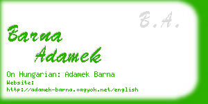 barna adamek business card